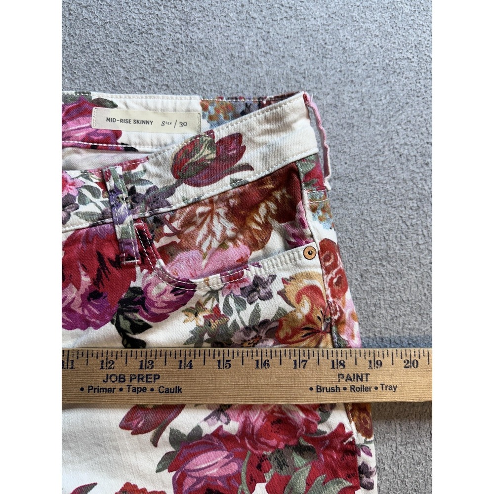Pilcro And The Letterpress Mid Rise Skinny Jeans Womens 30 Floral Stretch Denim - Picture 7 of 15